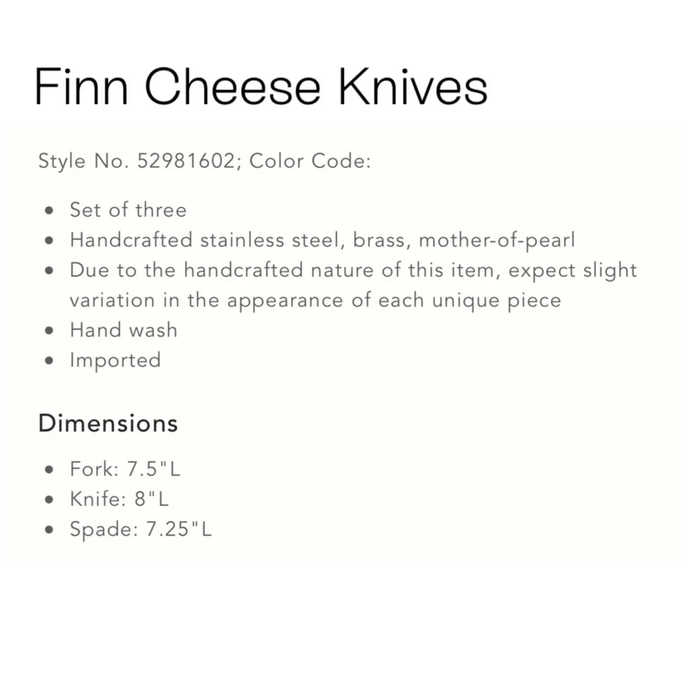 Anthropologie Finn Cheese Knives